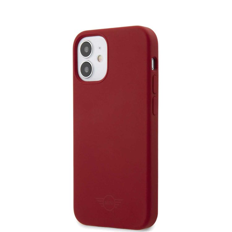 Mini Cooper MIHCP12SSLTRE Silicone Hard Case Tone on Tone Logo for iPhone 12 Mini (5.4 ) - Red
