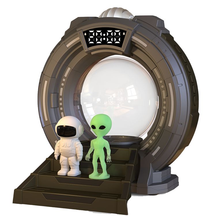 Porodo Lifestyle Stargate Lamp with Alien Projection Light, 8 Light Modes, Remote Control, Built-in Bluetooth Speaker, Timer & Auto Shut-Off, White Noise Options, Type-C Charging - Gray