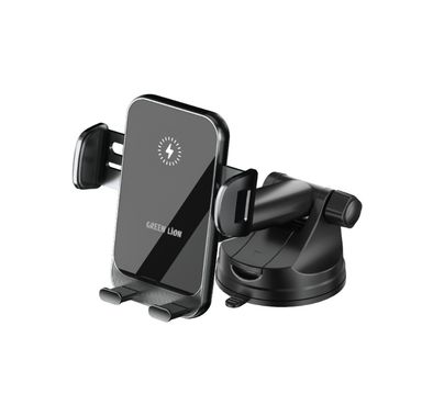 Green Lion Extendable Wireless Charger, Lightweight, One Touch Release, Easy Installation, Type-C Connector Port, Extendable Arm from 95 to 150mm, Compatible with 4.7" - 6.7" Devices, 15W Wireless Charging - Black
