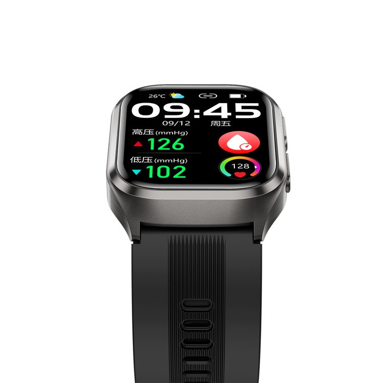 Green Lion Sense ECG Smart Watch with 12 Days Working Time, Soft TPU Medical Airbag, High-Precision Sensor, Oscillometric Blood Pressure, AMOLED 2.06" Display, Real-Time Notifications, Hands-Free Calls, Bluetooth Version 5.3, Voice Assistant, 530mAh Battery Capacity - Black