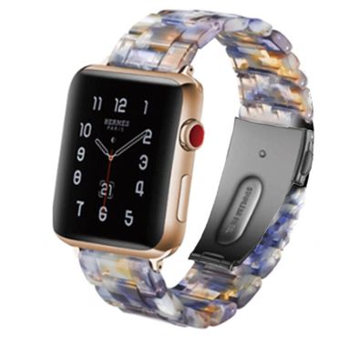 Devia Elegant Resin Watch Band 38/40mm, Fashionable Style, Easy installation, Comfortable High-Tech Surface Finish, Water Resistant, High Quality Stainless Steel, Durable - Purple