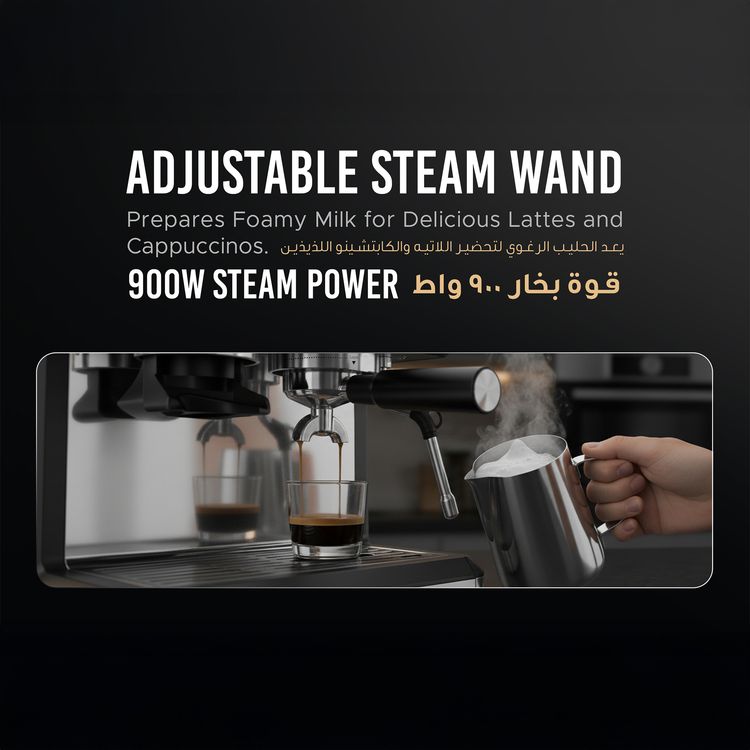 LePresso Dual Boiler Espresso Machine with Conical Grinder & Steamer Functions, 2.8L Water Tank Capacity, 2300W Heating Power, Hot Water Dispenser - Silver