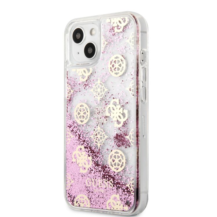 CG MOBILE Guess Liquid Glitter Case Electroplated Peony Logo Compatible for iPhone 13 (6.1") Anti-Scratch, Easy Access to All Ports, Shock Absorption
