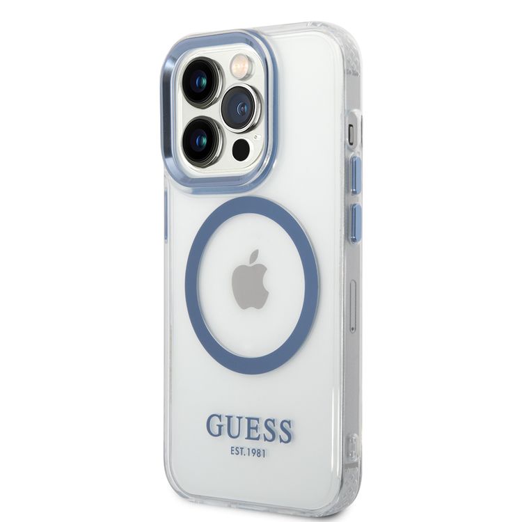Guess Magsafe Compatibility Transparent Outline iPhone 14 Pro Compatibility - Blue
