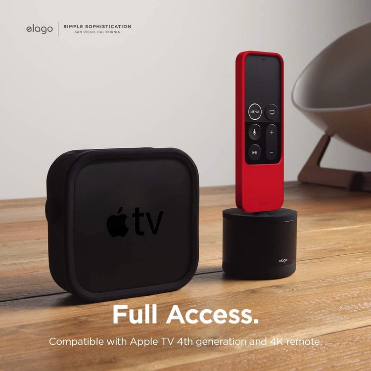 Elago R4 Retro Apple TV Remote Case Compatible with Apple TV Siri Remote 4K 5th / 4th Generation, Classic Controller Design [Non-Functional], Extra Protection, Lanyard Included - Red