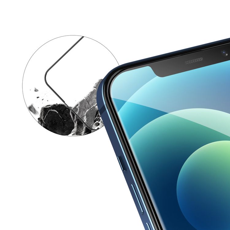 واقي شاشة منحني بالكامل زجاجي ثلاثي الأبعاد Forte HD من Green Lion متوافق مع iPhone 12 / 12 Pro (6.1 بوصة)