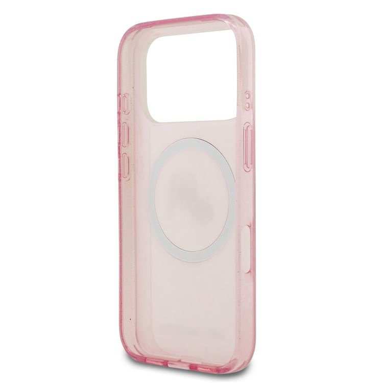 Karl Lagerfeld MagSafe IML Glitter & KL Repeated Case with Karl & Choupette for iPhone 17 Pro Max, Slim Profile, Drop Protection, Easy Snap-On, Sustainable Packaging, Comfortable Grip, Lightweight Design - Pink
