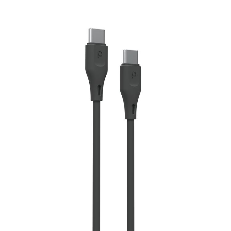Porodo USB-C to USB-C Cable with 60W Power Output, 2m Cable Length, TPE & PVC Materials, Fast Charge & Data Sync, More than 5000 Bends Lifespan, Safe & Reliable, Smart Design - Black