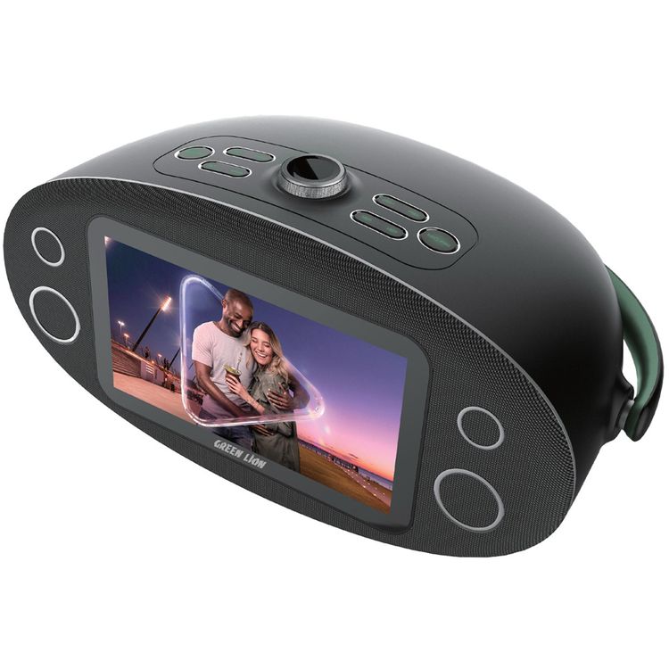 Green Lion Sao Paulo Display Speaker with 10.1" HD Touchscreen, Bluetooth Version 5.3, ABS & Silicone Material, 8000mAh Battery Capacity, 10m Transmission Range, DC Charging Port, 4 Hours Charging Time, 8 Hours Play Time, Multiple Ports Support - Black