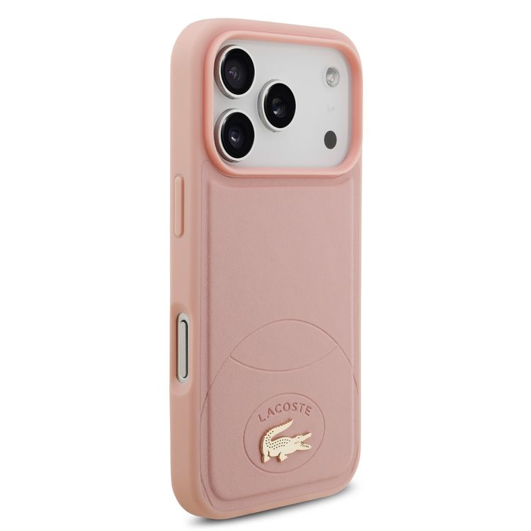 Lacoste MagSafe PU Leather Hard Case with Bliss Design for iPhone 17 Pro Max, Drop Protection, Slim Profile, Sustainable Packaging, Easy Snap-On Design - Pink