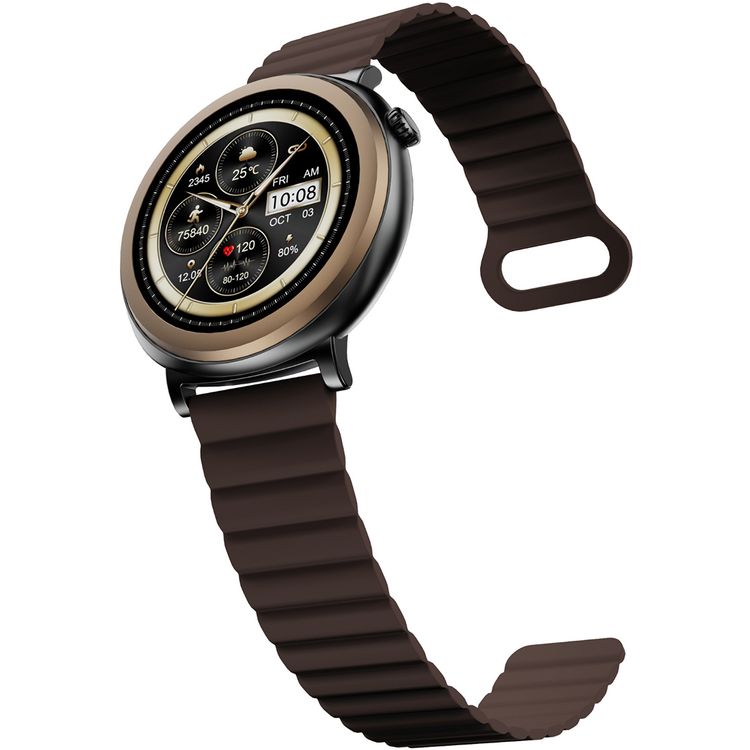 HiFuture Aurora Smart Watch with 1.43 Inch AMOLED Display, Syntra AI Technology, Up to 10 Days Working Time, IP68 Water Resistance Level, Bluetooth & Wireless Connectivity, 170+ Sport Modes, Heart Rate Monitoring - Brown