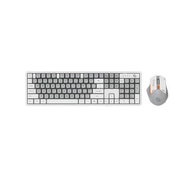 Porodo Gaming Wireless Keyboard with Mouse, 1600 DPI, Plug & Play, Gaming Design, Compatible with Windows & Mac - Gray / White