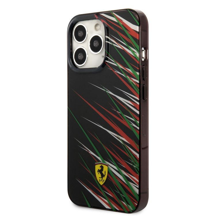 FERRARI HC PC/TPU Double Layer Grass  Hard Case, Drop protection, Compatible with iPhone 13 Pro Max - Black