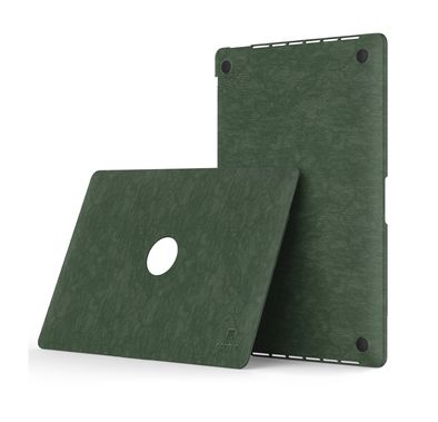 Levelo Gevena Leather Macbook Pro Cover 16" with Silicone Bottom Base, Non-Slip Surface, Ultra-Thin, Secure & Lightweight - Dark Green