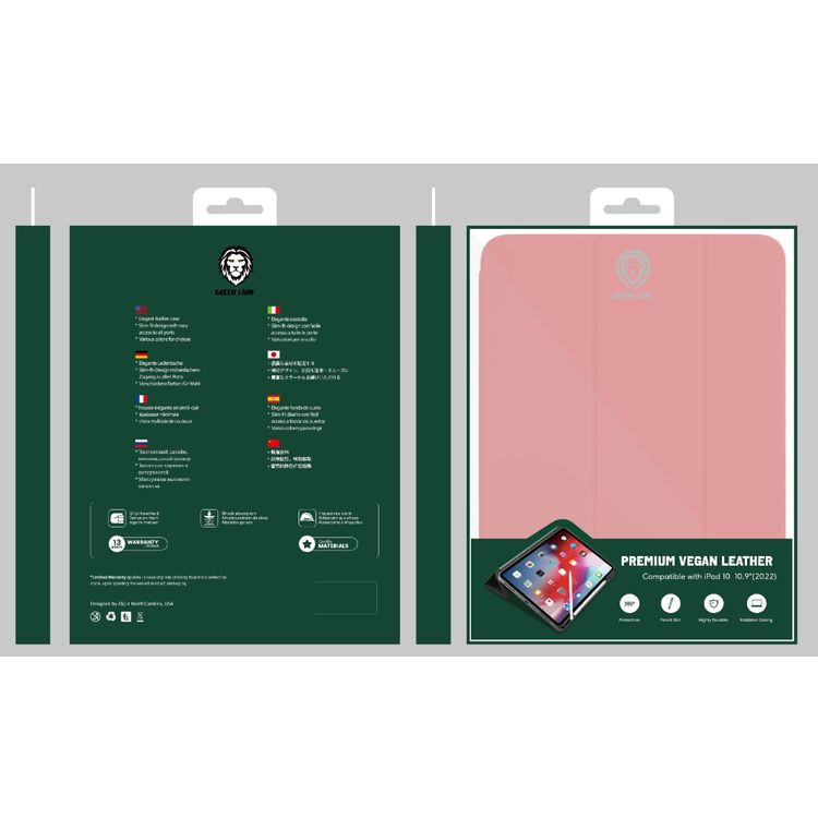Green Lion Premium Leather Case For iPad 10.9" (2022) - Pink