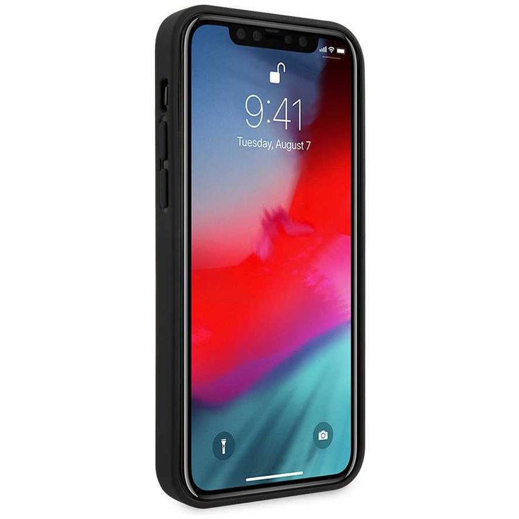 CG Mobile Guess PU Saffiano V Stitched with Metal Logo Case Compatible for iPhone 12 / 12 Pro (6.1") Shock & Scratch Resistant, Easy Access to All Ports, Drop Protection Back Cover - Gold 