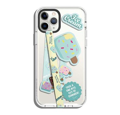 Elago Phone Strap for Smartphones, Stays Securely Attached, Avoids Drops, Double Sided Design for Variation, More Freedom to do more w/ Secure Strap - Beige Strap & Mint Ice Cream