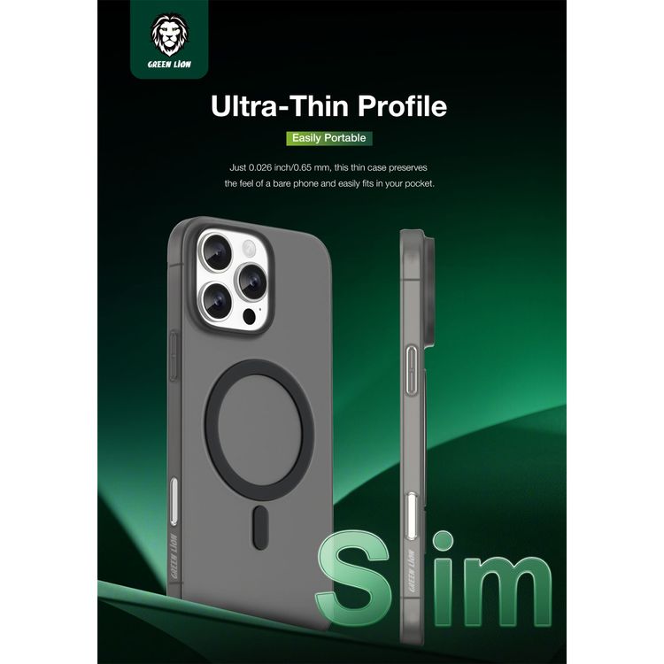 Green Lion Ultra Lite MagSafe Case for iPhone 16 Pro Max with Matte Design, Ultra Slim & Lightweight, Strong Magnets, Anti-Fingerprint - Black