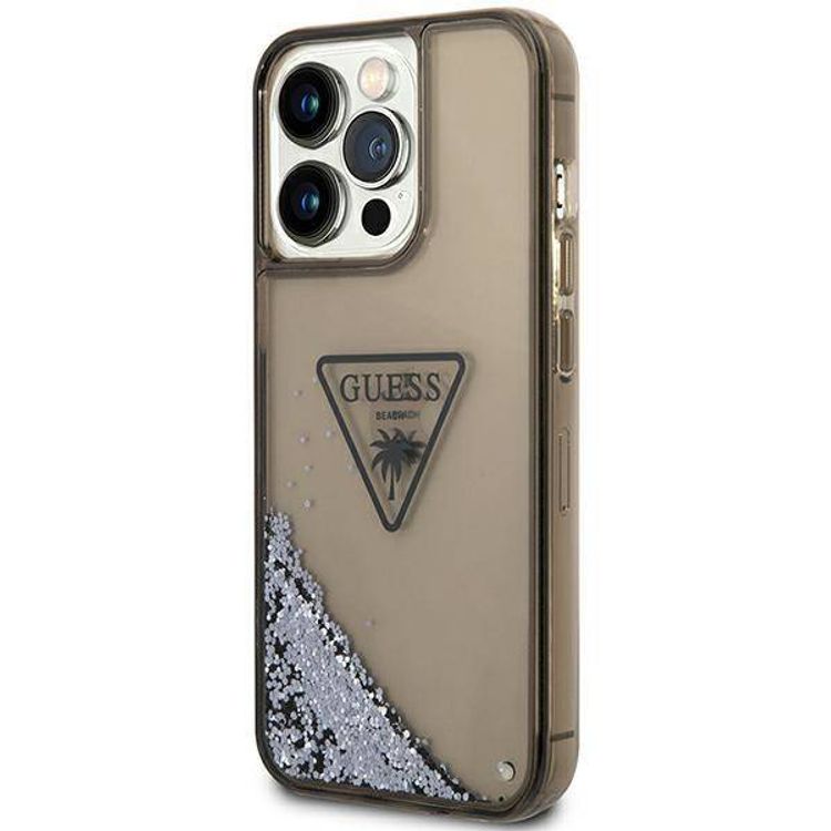 Guess Liquid Glitter Case with Triangle  Translucent Logo - Black - iPhone 15 Pro Max
