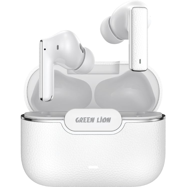 Green Lion River Plus True Wireless Earbuds with ANC + ENC Clarity, 2.4G Connector Included, Up to 7 Hours of Playtime, Smart in-Ear Detection, Bluetooth Version 5.4, -42dB Noise Reduction, 35 Hours Standby Time - White