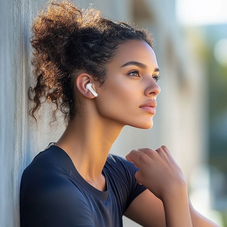 Porodo True Flex Earbuds Pro with Music & Gaming Mode, 5 Hours Play Time, 230mAh Case & 25mAh Earbuds Battery, Ultra Low Latency, USB-C Charging Port, Voice Assistant - White