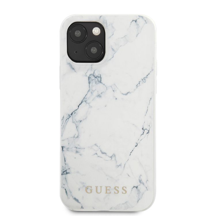 CG MOBILE Guess PC/TPU Elegant Marble Design Case Compatible for iPhone 13 (6.1") Anti-Scratch, Easy Access to All Ports, Shock Absorption