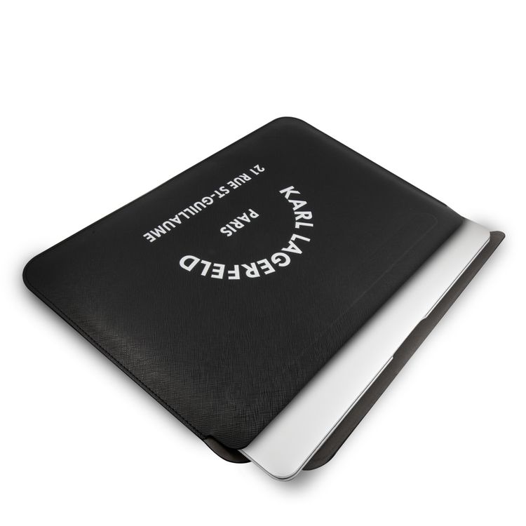CG MOBILE Karl Lagerfeld Saffiano RSG Computer Sleeve 13" Compatible for MacBook, Slim Lightweight Portable Storage Bag, Protective Case Cover, Officially Licensed - Black