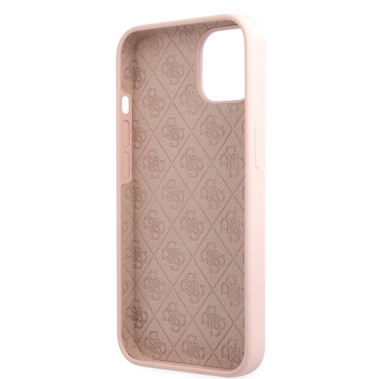 CG MOBILE Guess Liquid Silicone Case with Gold Metal Logo Script Compatible for iPhone 13 (6.1") Anti-Scratch, Easy Access to All Ports, Shock Absorption