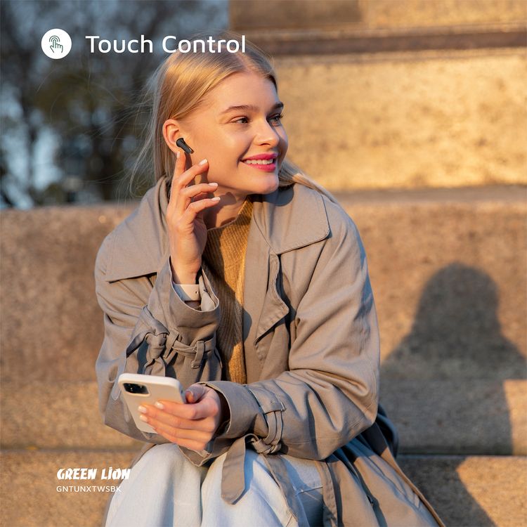 Green Lion Tune X Wireless Earbuds Tune with Touch Control, IPX3 Water Resistance Level, Type-C Charging Port, Bluetooth Version 5.4, In-App Control, ABS + PC Material - Black