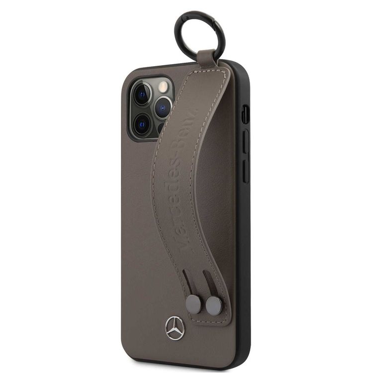 CG MOBILE Mercedes-Benz Leather Phone Case Hand Strap Compatible for iPhone 12 Mini (5.4) Officially Licensed - Walnut Brown