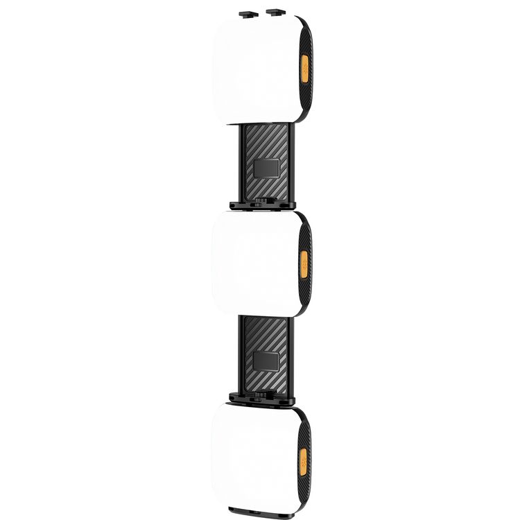 Porodo Lifestyle Clip-On Fill Light with 3 Color Temperatures, 1000mAh Battery Capacity, Up to 24 Hours Working Time, 3 RGB Lights, Wide Compatibility, 4W Power - Black