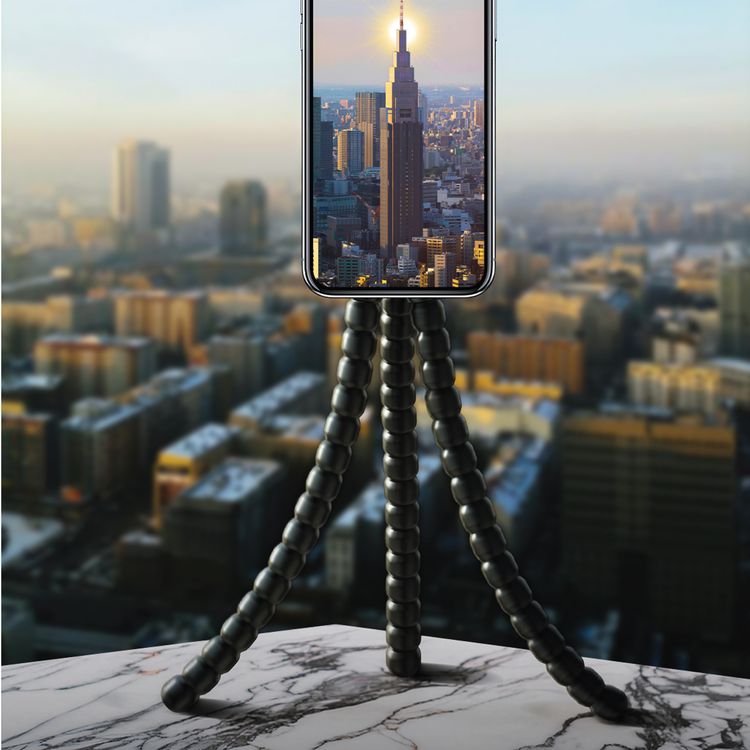 Green Lion Octoflex Mag Tripod Phone Holder with MagSafe Compatibility, High-Grade Aviation Alloy, 16 × N52 Ultra-Strong Magnets, Solid Rod Arm, Rotary Lock Knob, TPE Rubber Outer Layer, 33.5cm Max Height, Travel Friendly, Magnetic Ring Included, Flexible Tripod Legs - Black