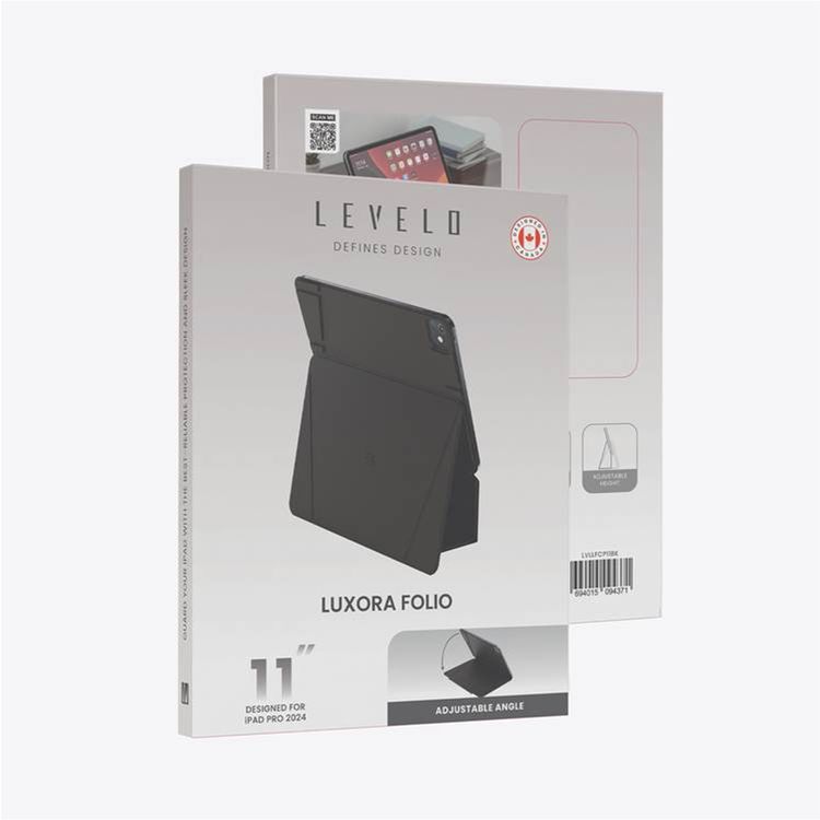 Levelo Luxora Folio Case for iPad Pro 11", Strong Magnetic Hold, Multi-Fold Design, Adjustable Height - Black