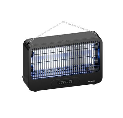 Green Lion Barq Insect Killer with 3500V High Voltage, 20W Power, 100m² Effective Coverage, 365nm UV Light, 360° Mosquito Trap, Protective Safety Grille, Easy-Clean Tray, Timed Auto Shut-Off, Low-Noise Operation, Long-Lasting UV Lamp, Tabletop or Hanging Use - Black