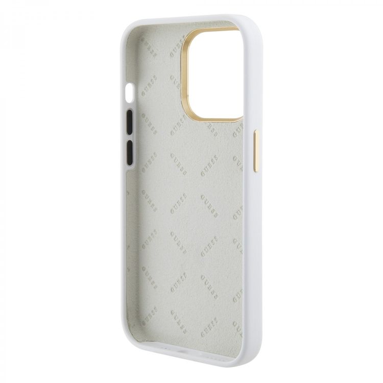 Guess Silicone Case with 4G Strass Logo Case - White - iPhone 15 Pro