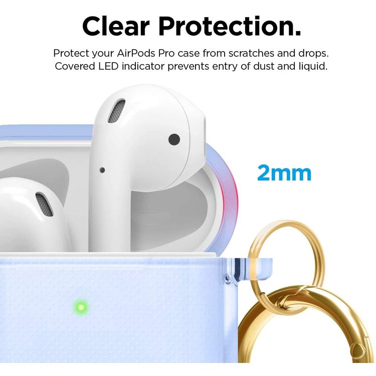 Elago Clear (TPU) Hang Case Compatible for Apple AirPods 1&2 Generation, Front LED Visible, Scratch Resistant, Drop Resistant, Dustproof and Absorbing Protective Cover