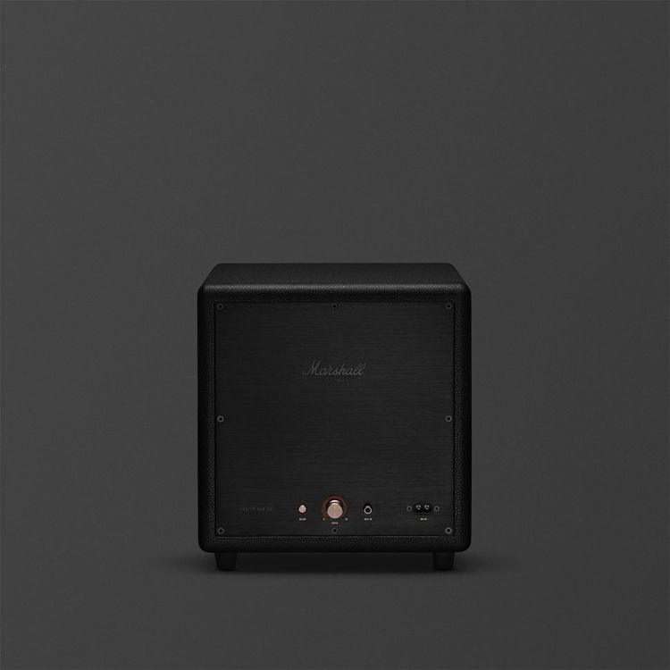 مارشال هيستون ساب 200 مضخم صوت محمول مع اتصال لاسلكي وسلكي، نطاق تردد 30-150Hz، تحكم بتطبيق مارشال، صوت بيس عميق، مضخمات مزدوجة 5.25 بوصة - أسود