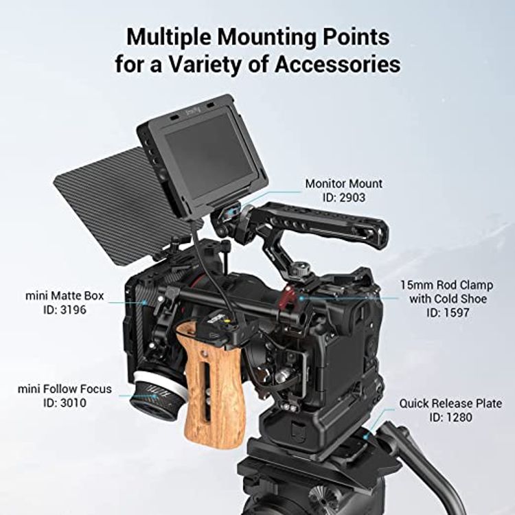 SMALLRIG EOS R5 /R6 Basic Kit, Camera Cage for Conon EOS R5 /R6 with BG-R10 Battery Grip, Including Cage, Top Handle, Side Handle and Clamp - 3707 - Black