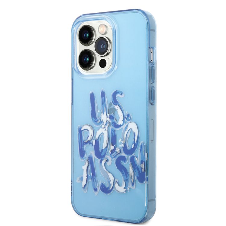 USPA PC/TPU Tranparent Case With Graffiti Logo For iPhone 14 Pro Max - Blue