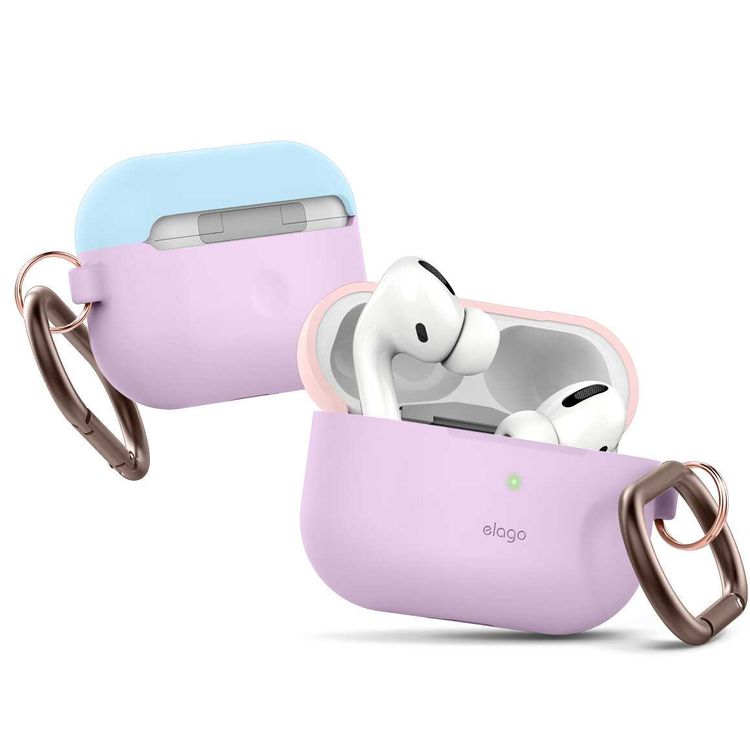 Elago Duo Hang Case for Apple Airpods Pro - Top-Lovely Pink / Pastel Blue, Bottom-Lavender