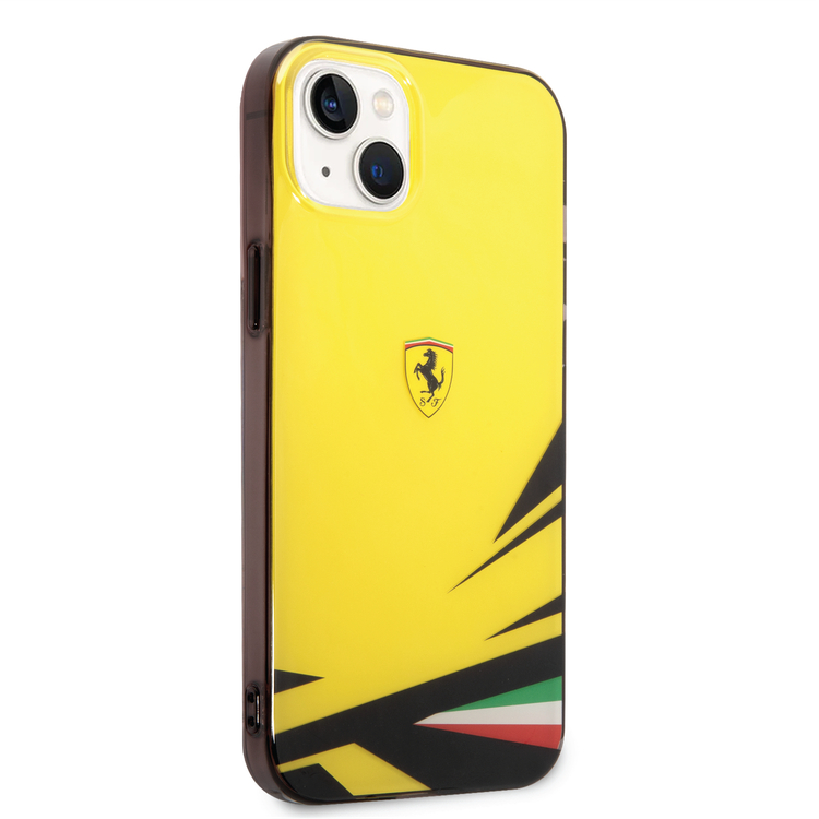 Ferrari PC/TPU Case with Double Layer Print iPhone 14 Plus Compatibility - Yellow