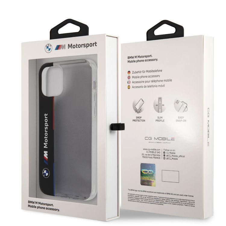 CG Mobile BMW M PC/TPU V Tricolor Hard Case compatible with iPhone 12 Pro Max (6.7") Shock & Scratches Resistant, Easy Access to All Ports (Cameras, Buttons & Speakers) Protective Back Cover Suitable with Wireless Chargers Officially Licensed - Black