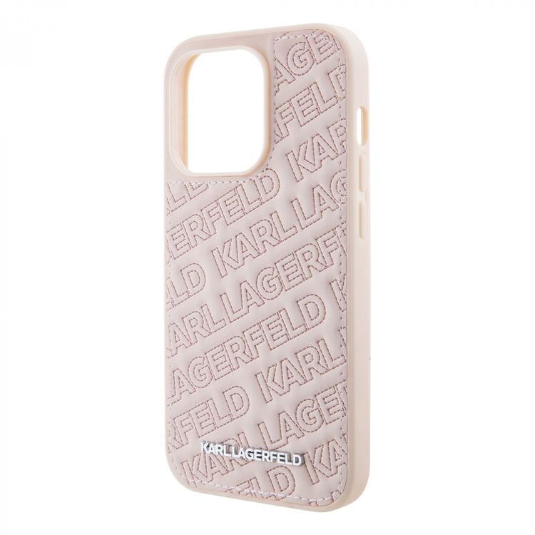 Karl Lagerfeld Quilted Karl Pattern Hard Case for iPhone 15 Pro - Pink
