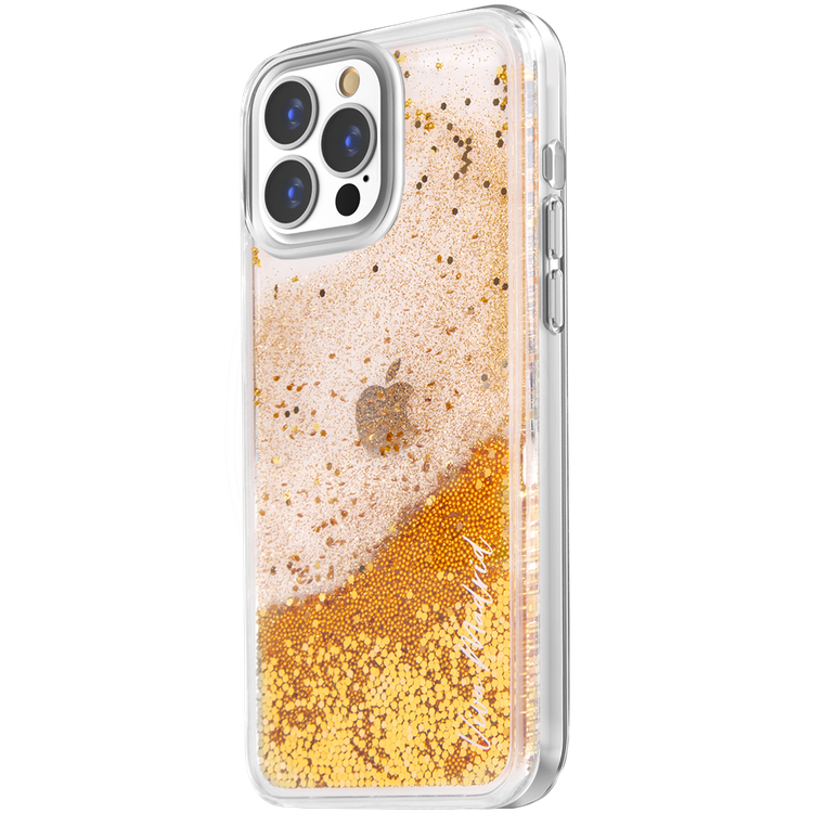 حافظة Viva Madrid Glamour Hybrid TPU/PC مع كريستالات لامعة وخرز متوافقة مع هاتف iPhone 13 (6.1 بوصة) - آيفون 13 برو ماكس - غروب