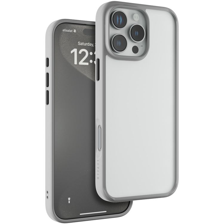 Levelo Solo Case for iPhone 16 Pro Max with Clearview Technology, Matte TPU Bumper, Comfortable Grip, Impact-Resistant Corners, 3H Scratch Resistance - Gray