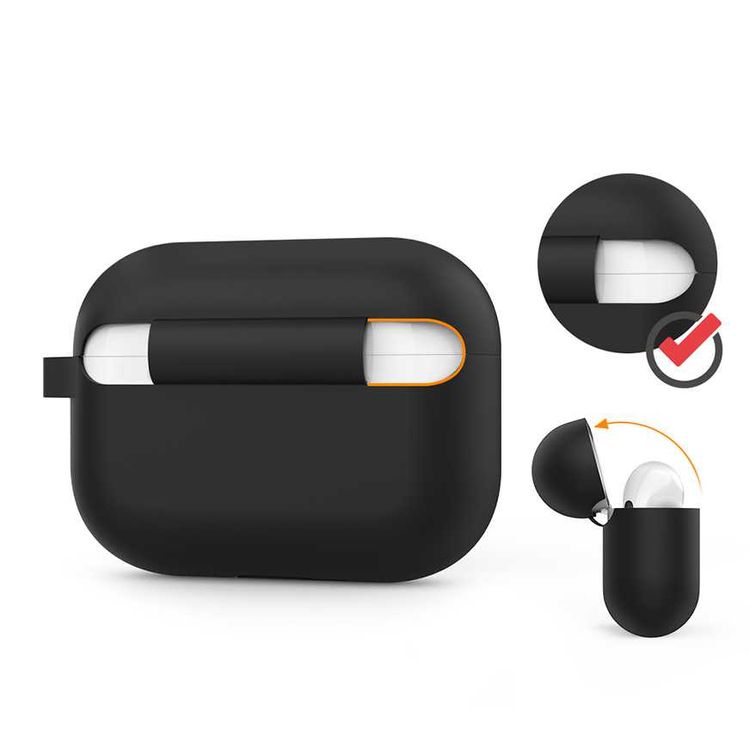 AhaStyle Full Cover Silicone Keychain Case for Airpods Pro - Black