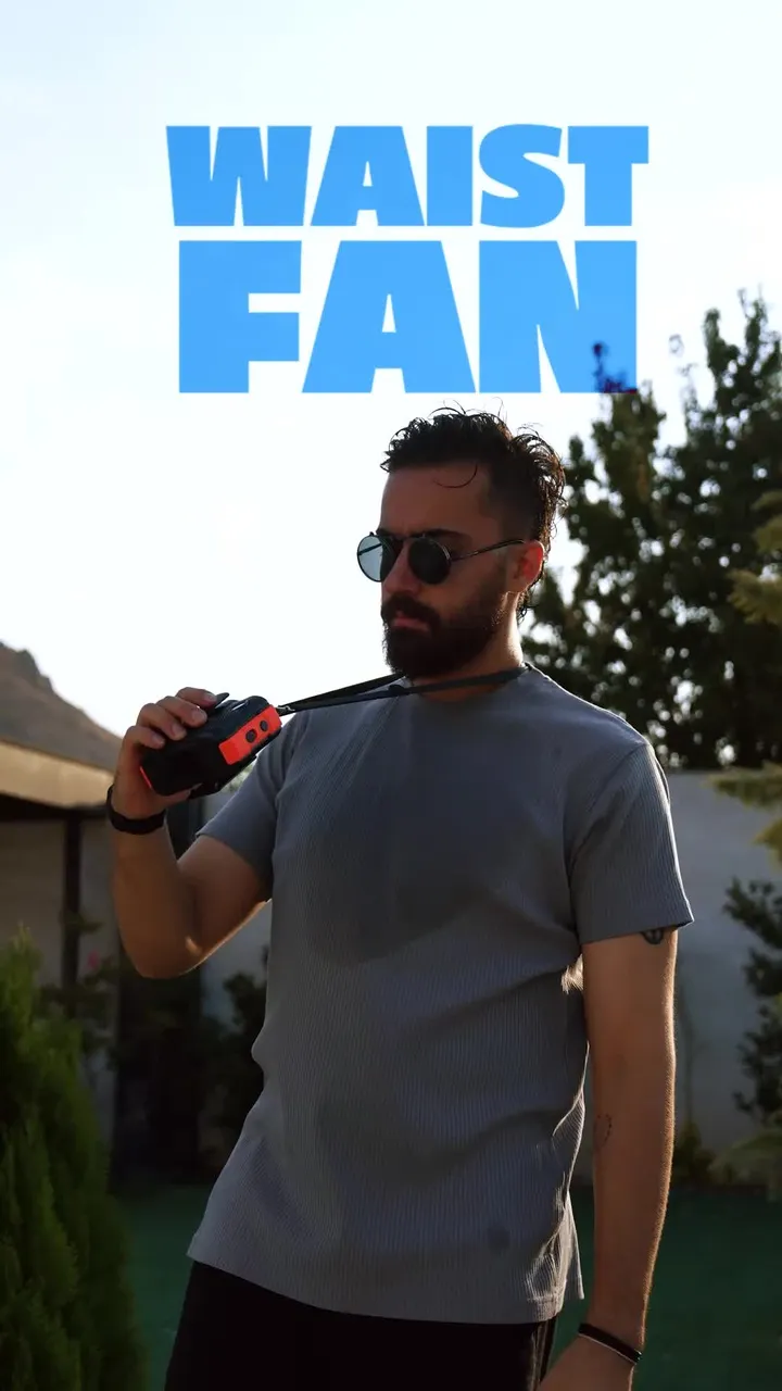 Porodo Lifestyle 800mAh Bluetooth Waist Fan with LED Headlight Function, Bluetooth Music Streaming, Adjustable Cooling Breeze, Comfortable Lanyard, 8000mAh Battery Capacity - Black