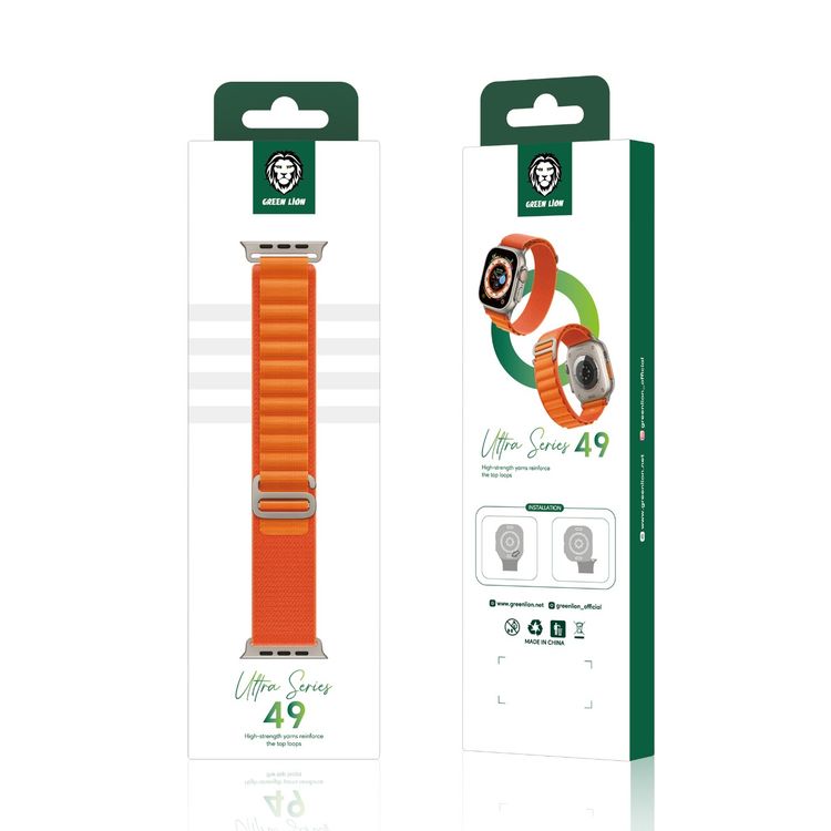 Green Lion Ultra Series High-Strength Watch Strap for Apple Watch 42/44/45/49mm, Polyester Material, Comfortable & Breathable, Ultra-Thin Design - Black