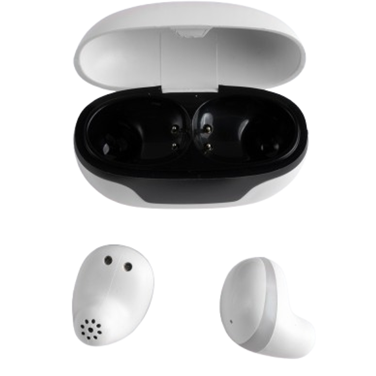 Green Lion Mini Pods مع شاشة رقمية، تصميم خفيف الوزن، عمر بطارية طويل، مفتاح متعدد الاستخدامات، مسافة فعالة تصل إلى 10 أمتار، 4 ساعات من زمن تشغيل السماعات - لون أبيض