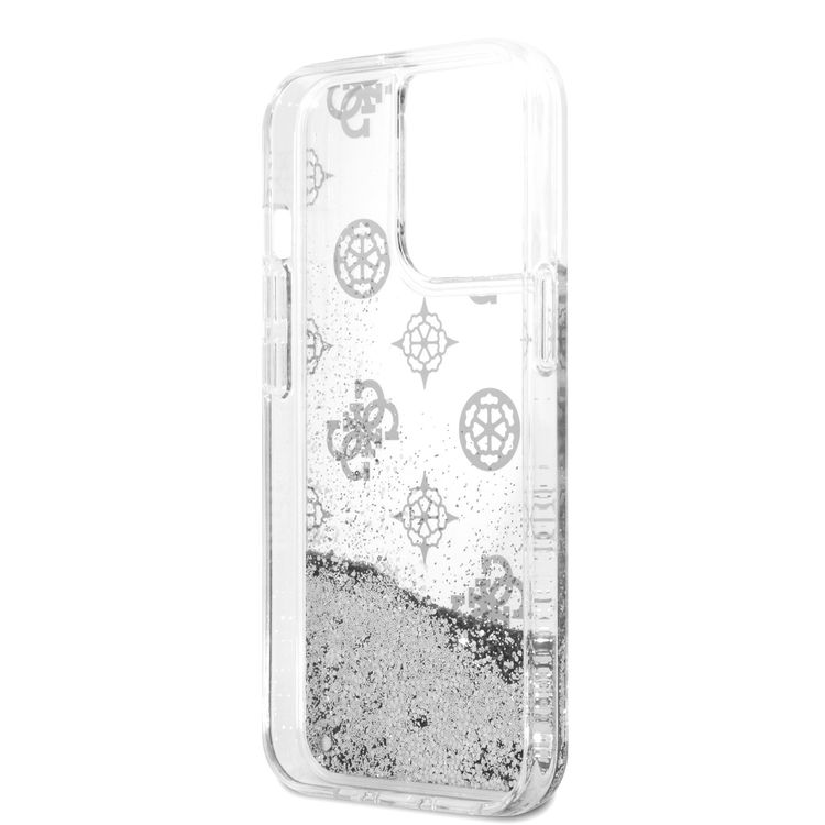 CG MOBILE Guess Liquid Glitter Case Electroplated Peony Logo Compatible for iPhone 13 Pro (6.1") Anti-Scratch, Easy Access to All Ports, Shock Absorption